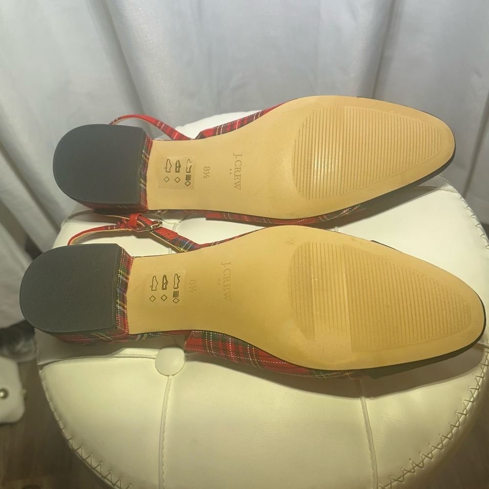 J.CREW Stewart Tartan Plaid Low Heel Slingbacks Size 8 1/2 - Women's - Picture 4 of 7